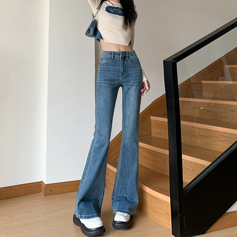 MOMO 1528 Jeans Ramping Elastis Pinggang Tinggi Baru Modis dan Serbaguna