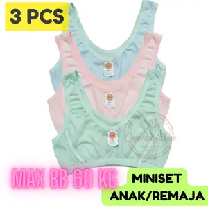 miniset anak 9–12 cewek remaja 13-15 bahan katun free size nyaman dipakai motif polos singlet miniset anak renda 12 pcs 6 pcs 3pcs