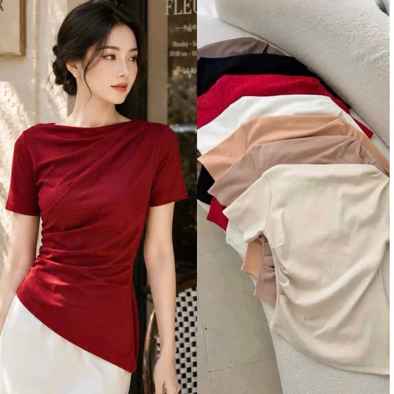 Áo thun Bẹt vai Bigsize 45-85kg chất liệu thun tăm lạnh mặc mát (551) S2