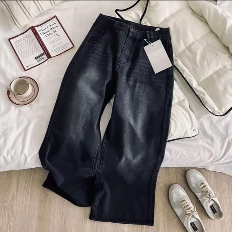 [UNISEX] Celana Jeans Retro Loose Wanita Pinggang Highwaist Korean Style Kekinian - Baggy Jeans Gombrong Panjang Pria Wanita 1