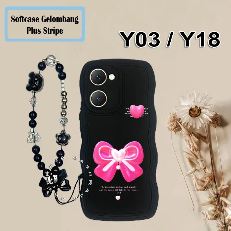 Case Gelombang + Stripe viv* Y03T Y03 / Y18 -pelindung handphone viv* Y03 / Y18-[GM05] 2
