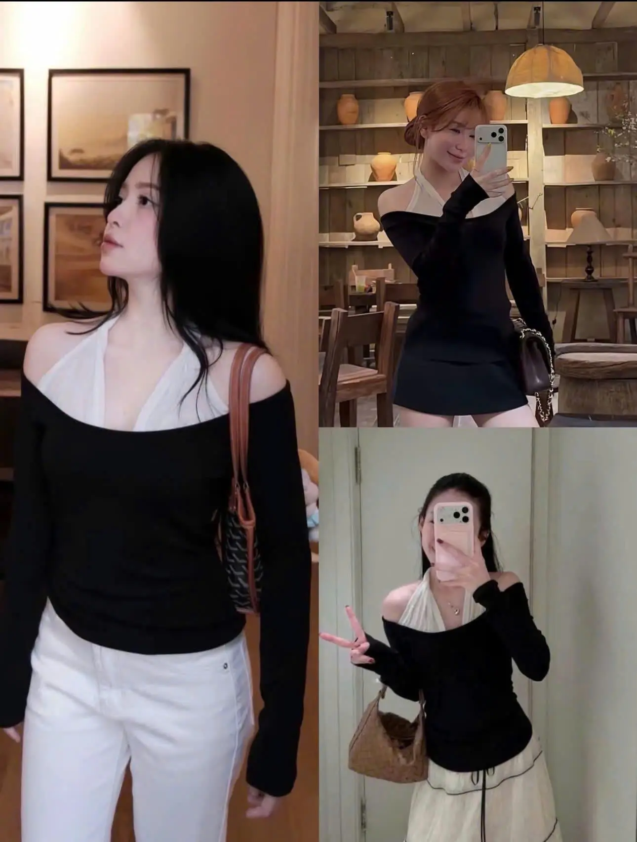 [ Xả Kho ]-HL02 Áo Thun Nữ Hàn Quốc Ôm Dáng Trễ Vai Phối Yếm Thời Trang | BigBuy360 - bigbuy360.vn