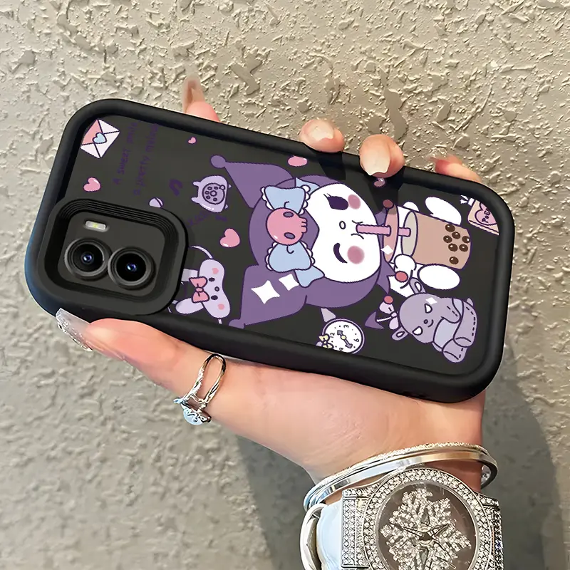 Casing Hp Untuk VIVO Y15S Y15A Y01 Case HP pola Minum teh susu kuromi melody Cesing Casing sederhana Kesing Silikon lunak Kasing baru Softcase