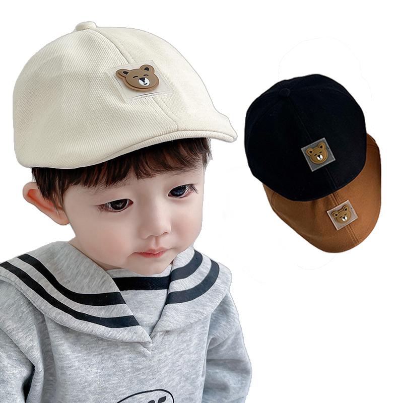 Mũ Nồi Hình Gấu Hoạt Hình Cho Bé Trai Và Bé Gái, Mũ Cotton Mềm Thoáng Khí Dễ Thương, Mũ Đỉnh Cho Trẻ Sơ Sinh, Du Lịch Thường Ngày, Mũ Nồi Cho Trẻ Mới Biết Đi