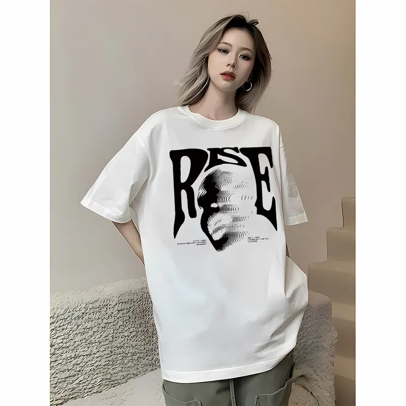 GF Kaos Wanita Boxy American Style Motif Printed Slim Fit T shirt Pria Oversize Basic Unisex Tee Katun Combed Bahan Nyaman Baju Atasan Wanita - Kaos Skena Vintage Y2k - Kaos Oversize Style Hijab - Y0370 5