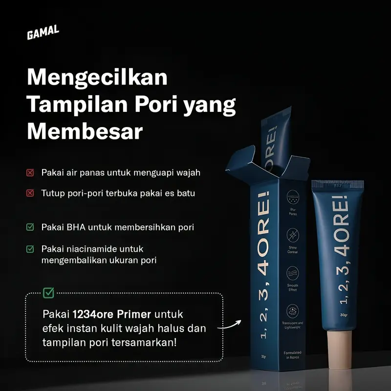 GAMAL | 1,2,3,4ORE! Mattifying Pore Primer | 30gr | Menyamarkan Pori-Pori dan Menahan Minyak Wajah | Poreless & Oil Control 1