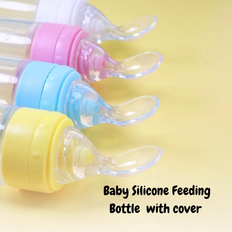 Product Introduction of Silicone Baby's Squeeze Feeding Spoon Bottle Food Squeeze Out No BPA 7