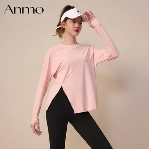 ANMO-Baju Atau Atasan OlahragaWanita Lengan Panjang Kaos Long SleeveT-Shirt Yoga oversize Sport