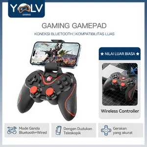 YLV Controller Joystick K23 Gamepad Bluetooth X3 untuk IOS Windows Android dengan Koneksi Bluetooth 5.0 dan Kompatibilitas Luas - Selempang, Mic
