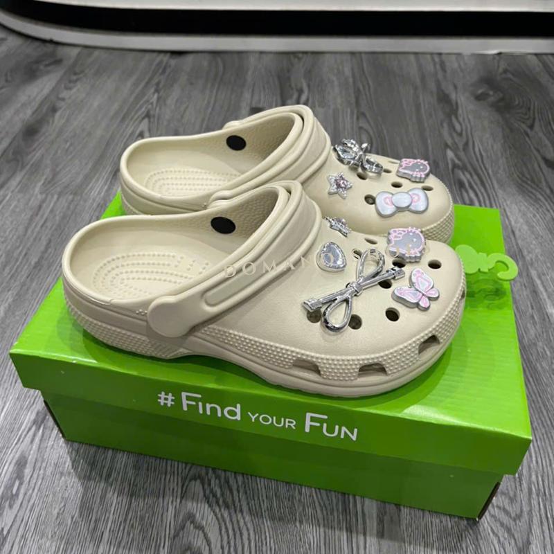 Dép Sục Crost classic Dành Cho Nam Nữ Đế Cao 2-3cm Nhẹ Êm Chống Trơn Trượt Hàng Cao Cấp Full Box Tặng 12 cham