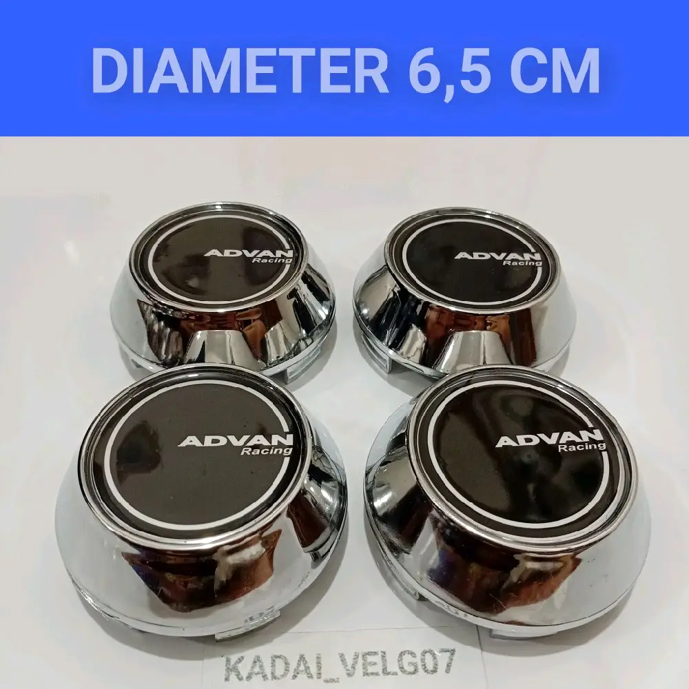 Dop roda tutup velg racing variasi kerucut chrome ADVAN diameter 6,5 cm harga satuan