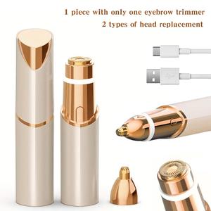 2in1 フェイス＆眉用トリマー、USB充電式ヘアリムーバー＆眉カミソリ、痛みのないフェイシャル・リップ・ボディシェーバー