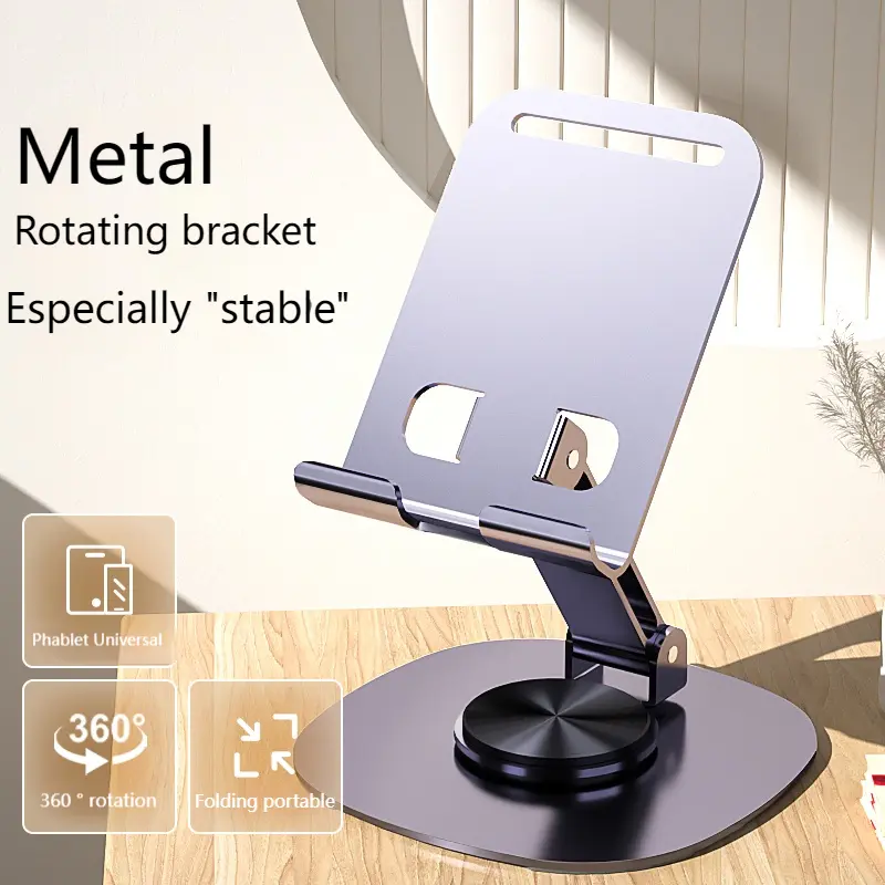 Giá Chân Đế Điện Thoại Di Động Bằng Nhôm, Để Bàn, Xoay 360 °, Gấp Gọn, Đa Năng, Thích Hợp Cho Máy Tính Bảng Và iPad, Giá Chân Đế Hỗ Trợ Thông Dụng Cho Truyền Hình Trực Tiếp Và Xem, [Thanh Toán Khi Nhận Hàng] 4