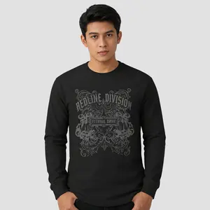 ETERNAL DRIVE SERIES - Kaos Lengan Panjang Pria Distro Premium REDLINE DIVISION Katun Combed 24s | Baju Touring Hitam Keren one dewasa piece