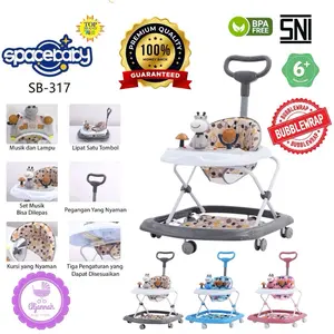 ( FREE KARDUS BUBBLE WRAP) BABYWALKER WALLKER BABY WALKER APOLLO ALAT BELAJAR JALAN SPACEBABY SB 306  MUSIK