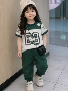 Baju Anak Permpuan Motif Sablon Setelan Anak Perempuan Lucu Celana Cargo Terbaru Viral