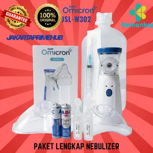 Paket Lengkap TaffOmicron Mesh Nebulizer Portable Asli Alat Terapi Uap Pernapasan Include Cairan Obat dan Baterai Sesak Nafas Asma Batuk -  JSL-W302