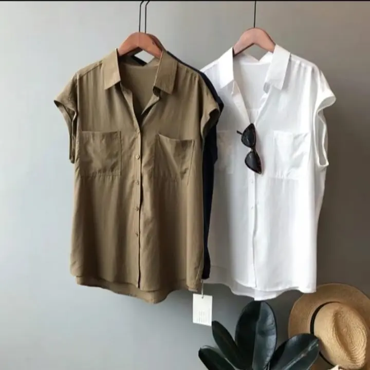 Baju atasan wanita - shimer top - kemeja shiirt casual cewek korean style polos fit lembut baju wanita crop