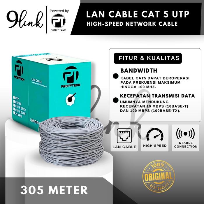 Gambar Proff Tech Kabel LAN Cat 6 UTP 305 Meter Double Shielded Anti-EMI Garansi 2 Tahun untuk Indoor & Outdoor - Metal - CAT 5 dari ProffTech Indonesia Kota Administrasi Jakarta Pusat 3 Tokopedia