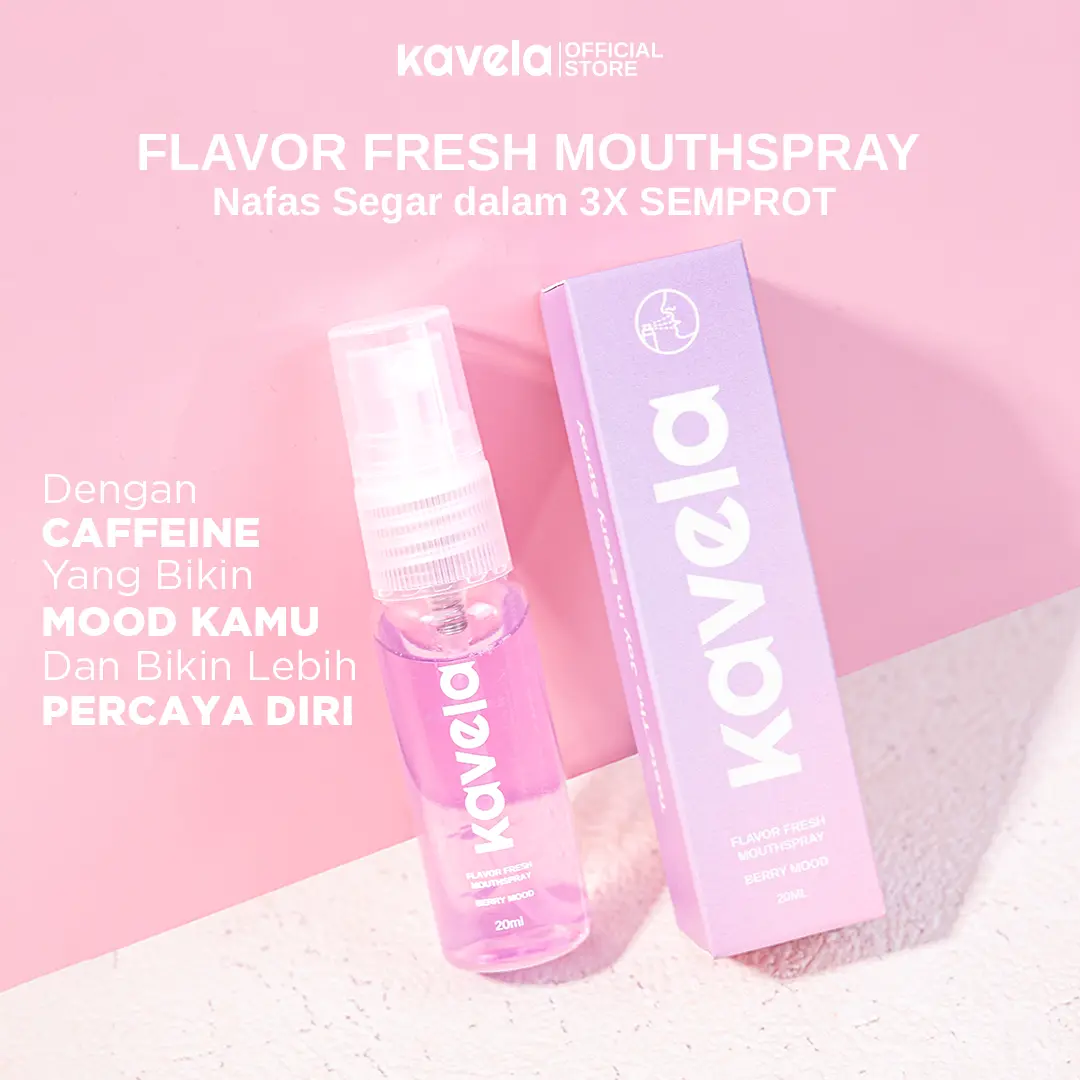 KAVELA Flavor Fresh Berry Mood Mouthspray - Mouth Spray Mulut Fresh untuk Menghilangkan Bau Mulut Penyegar Mulut
