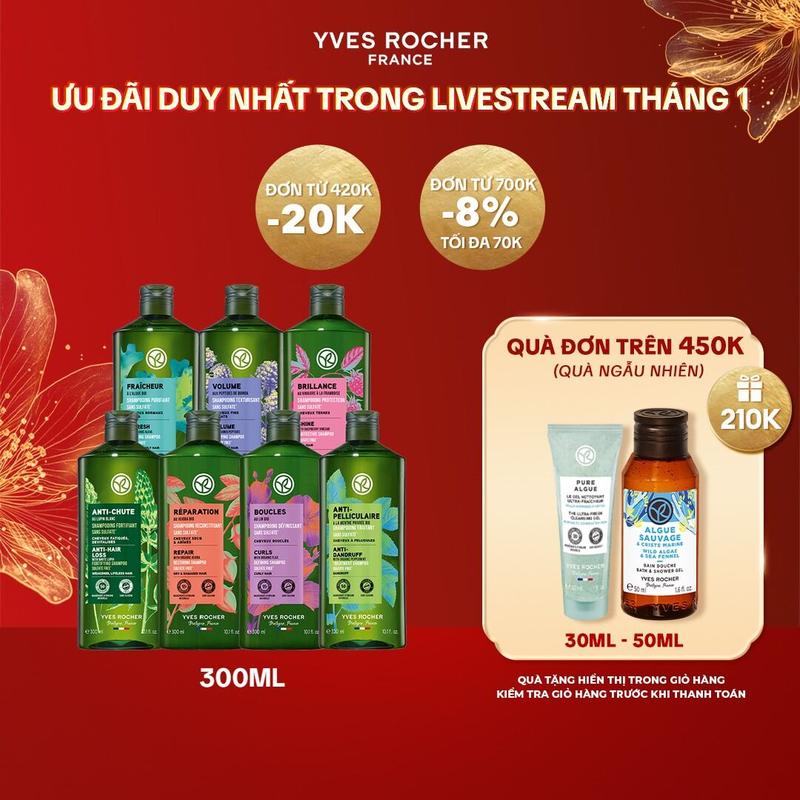   Livestream  Dầu gội Thiên Nhiên Không Sulfate Không Silicone Yves Rocher Shampoo 300ml  nhiều phân loại  