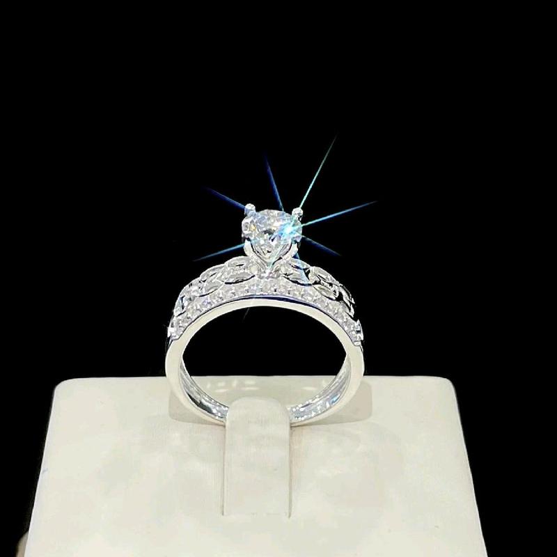 NHJ 1447 - Nhẫn nữ 1 hột chủ 6ly ,đai kim tiền . Bạc ý xi bạch kim