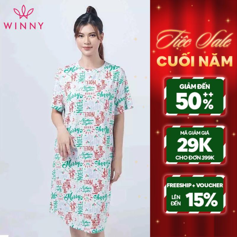   BIG SIZE  WINNY - Váy Mặc Nhà Nữ WINNY Đồ Ngủ Kiểu Dáng Rộng form rộng lùi size KW-22902 