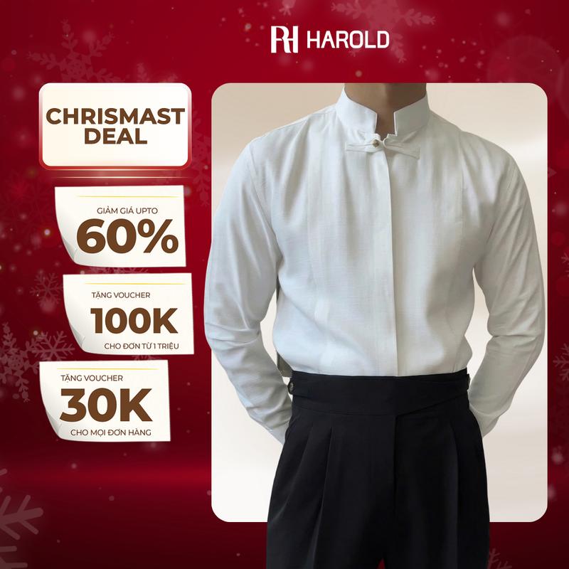 Áo Sơ Mi Cổ Ngũ Thân Harold – Sơ Mi Nam Cao Cấp Form Đứng Phong Cách Đông Phương Hiện Đại