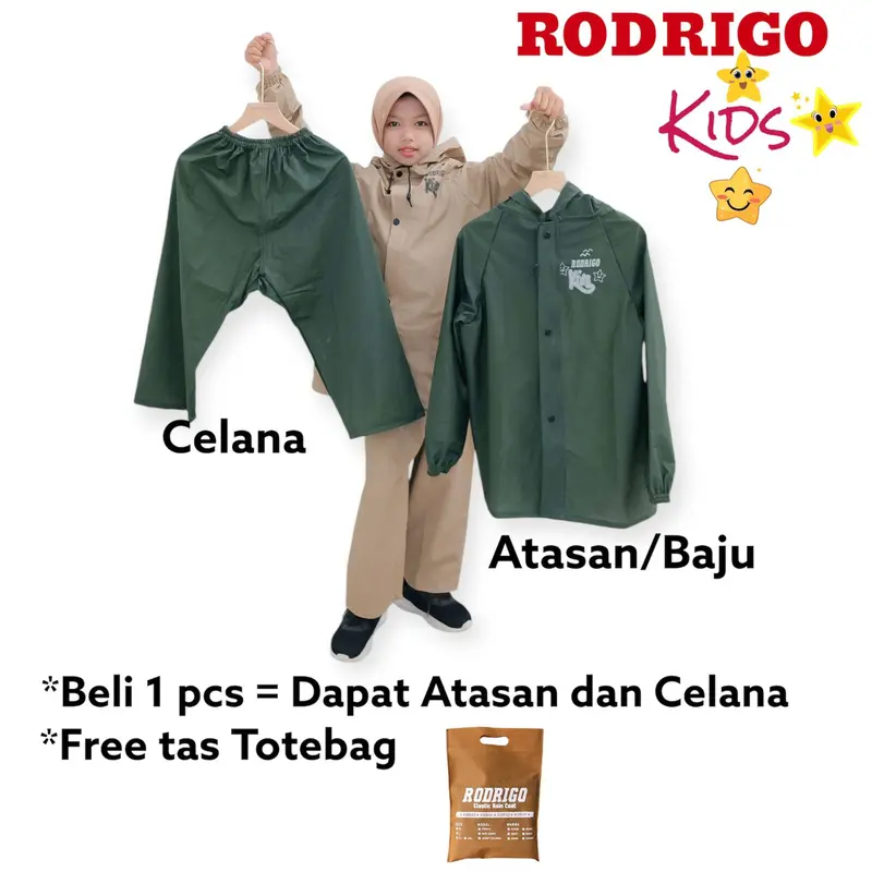 Rodrigo jas hujan anak cowok cewek pvc tebal anti air 3