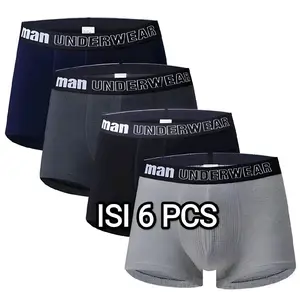 ISI 6 Celana Dalam Boxer Pria Dewasa Katun Lembut Karet Motif Hitam Cowok Remaja Kotak Nyaman celanadalam sport