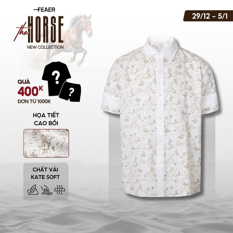  Áo sơ mi nam Buckaroo tay ngắn vải kate soft mềm mại mát mẻ không xù họa tiết cao bồi in chuyển nhiệt cao cấp bền màu - FEAER DENIM 