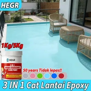HEGR Cat Epoxy Lantai  Self Flow 1Kg/5Kg Kuat Anti selip dan Tidak bau Berlaku untuk Indoor Outdoor Rumah Tempat umum Pigmente danTidak lepas Biru Tiffany