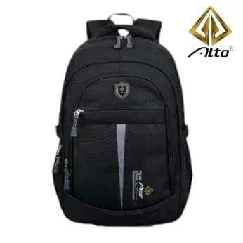 Tas Ransel Sekolah Anak Laki Laki/Cowok SMP SMA Alto Original Tas Gendong/Punggung Pria Backpack Hitam Polos Fashion 2