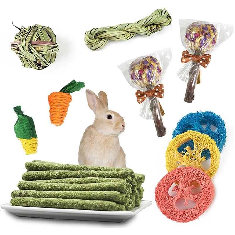 14Pcs Pet Hamster Rabbit Toy Tooth Cleaning Toy Pet Bite Stick Hamster Molar Set Rabbit Molar Stick Small Animal Chew Toys  Durable Pet Accessories 0