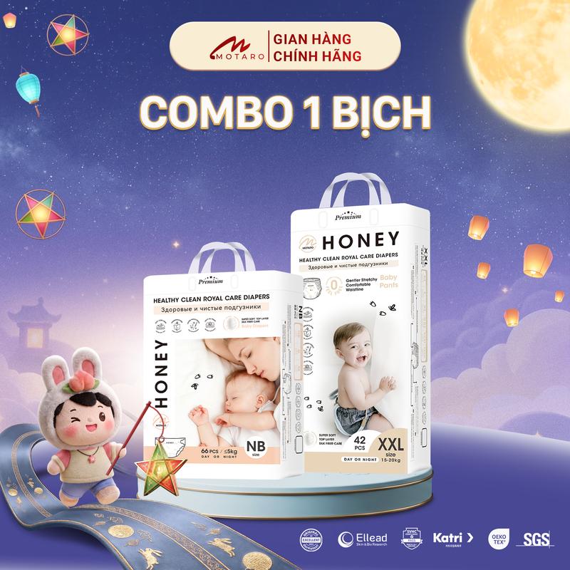 1 Bịch Tã Bỉm Dán Quần HONEY PREMIUM Siêu Mềm Mại, An Toàn, Thấm Hút