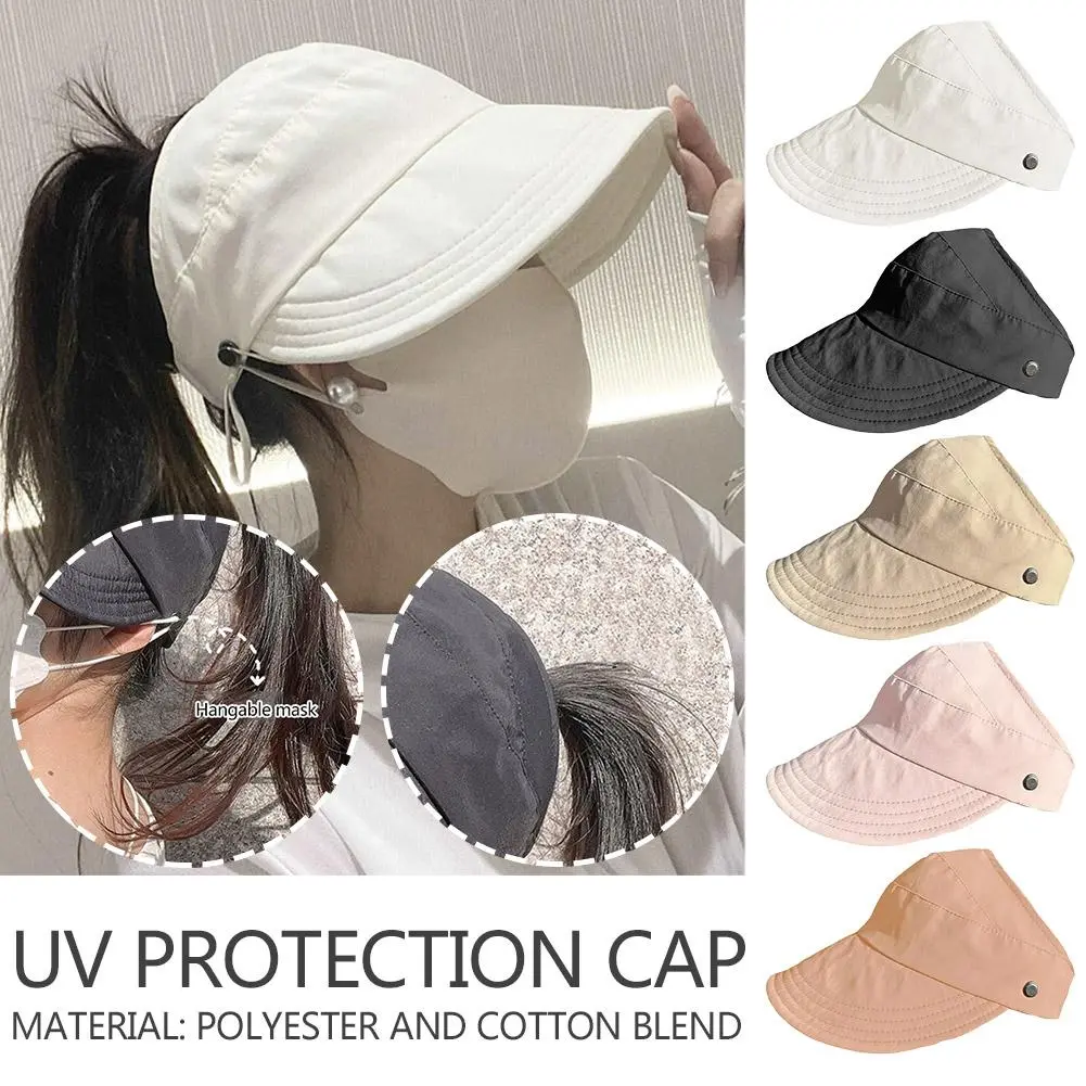 Fashion Sun Empty Top Hat Breathable Korean Version Lightweight UV Protection Sunscreen Face Covering Hat