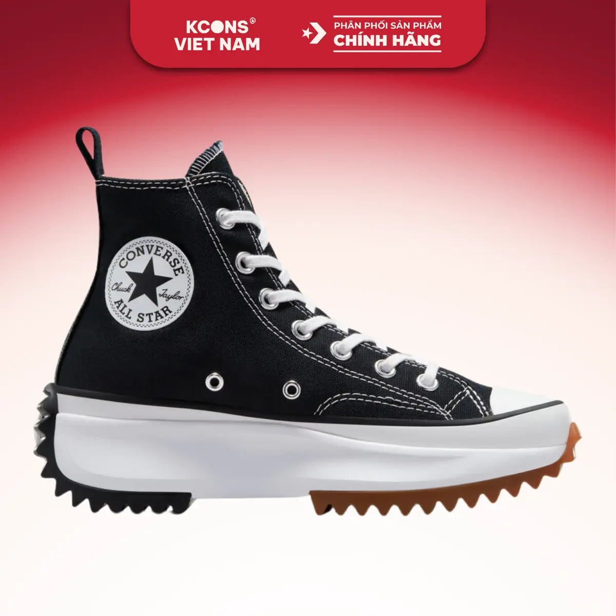 Giày Converse Run Star Hike Black High Top 166800C Sneaker Shoes Nam Cao Su Đế Bằng Vải Canvas
