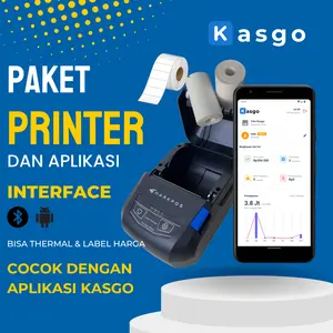 Paket Printer Bluetooth Portable Thermal Dan Label Free Kertas Label Thermal Kasgo POS