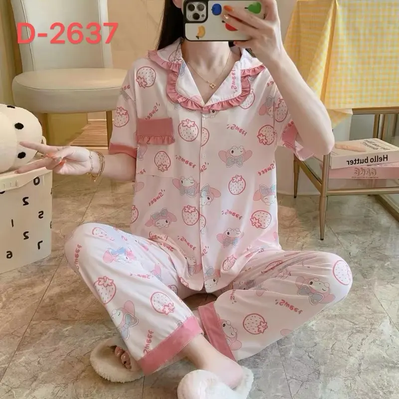CP Piyama Wanita Dewasa // Piyama Lucu // Piyama Lembut // Babydoll // Sleepwear Wanita // Setelan Baju Tidur Atasan Pendek Celana Panjang