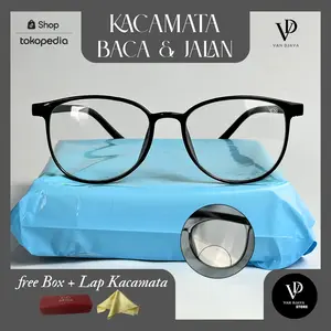 Kacamata Baca dan Jalan Double Fokus Lensa Bening Model Oval