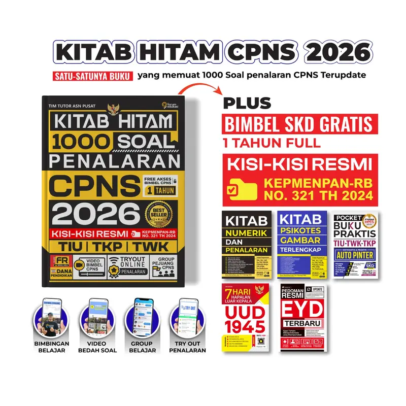 [DAPAT DUA PCS] BUKU CPNS KITAB HITAM 1000 SOAL PENALARAN CPNS 2026 + GRATIS BIMBEL 1 TAHUN