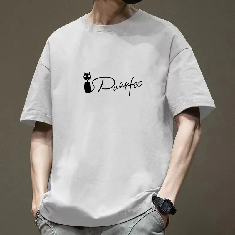 round neck t shirt man Summer short sleeve oversized tshirt men Clothes Thin Loose Clothes simple cartoon printing T-shirt men fashion casual t shirt men Fabric Menswear