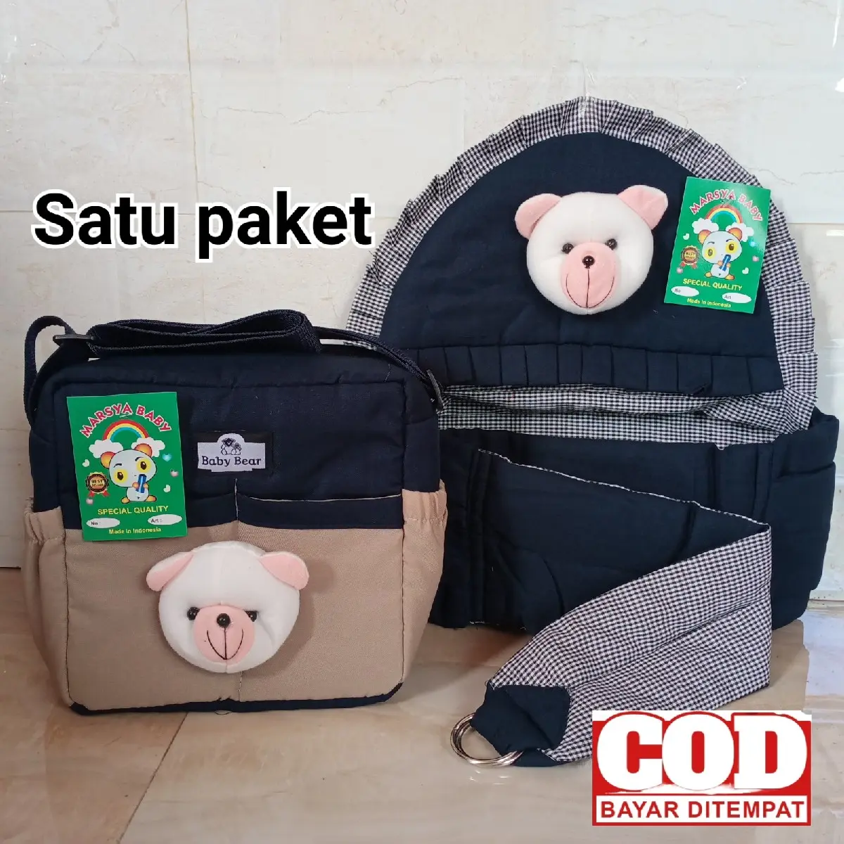 Paket 2 in 1 Tas bayi BERUANG dan gendongan Bayi   beruang