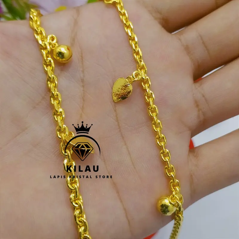 gelangrantai mainan 5 sepuh emas 24k lapis Crystal 2