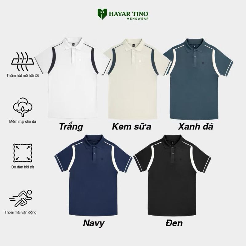 Áo Polo Nam HAYAR Phối Dọc Tay ln Logo Nổi Thanh Lịch Sang Trọng Nhiều Màu Thoáng Mát Co Giãn Tốt HYR.PLI.01P