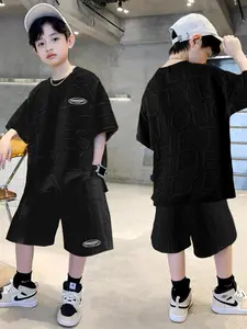 Amspro - Setelan Anak Embos Oversize Cowok Cewek Unisex Fashion Kids Premium 1 set ootd anak kece Jojo Baju Anak Laki Laki