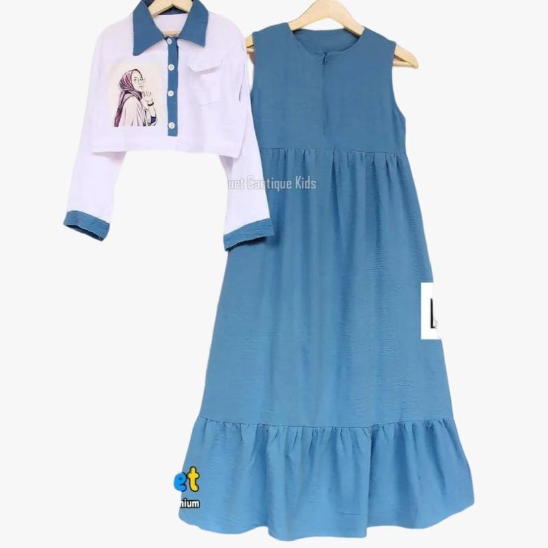 set anak gamis perempuan cardy 3-11 tahun 1