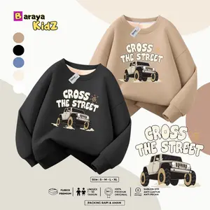 Sweater Anak Cowok Cross The Street Crewneck Anak Usia 1-8 Tahun - Unisex - Bahan Fleece