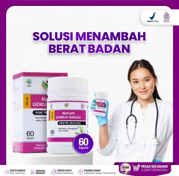 Vitamin Obat Gemuk Nature Herbal BPOM 60 Kapsul Suplemen Penggemuk Badan Permanen Penambah Nafsu Makan Pria Wanita Dewasa