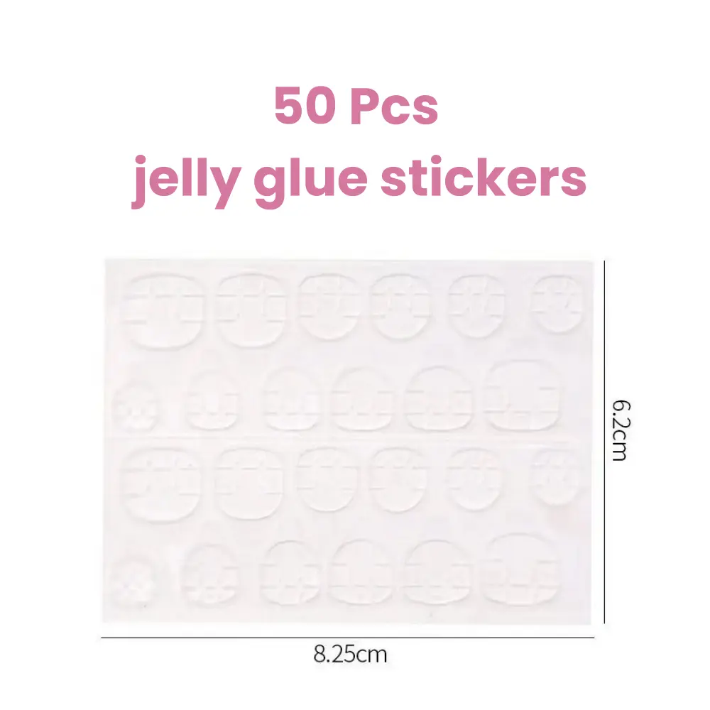 50pcs jelly glue stickers waterproof firm press on nails tools sturdy upgraded 2024
